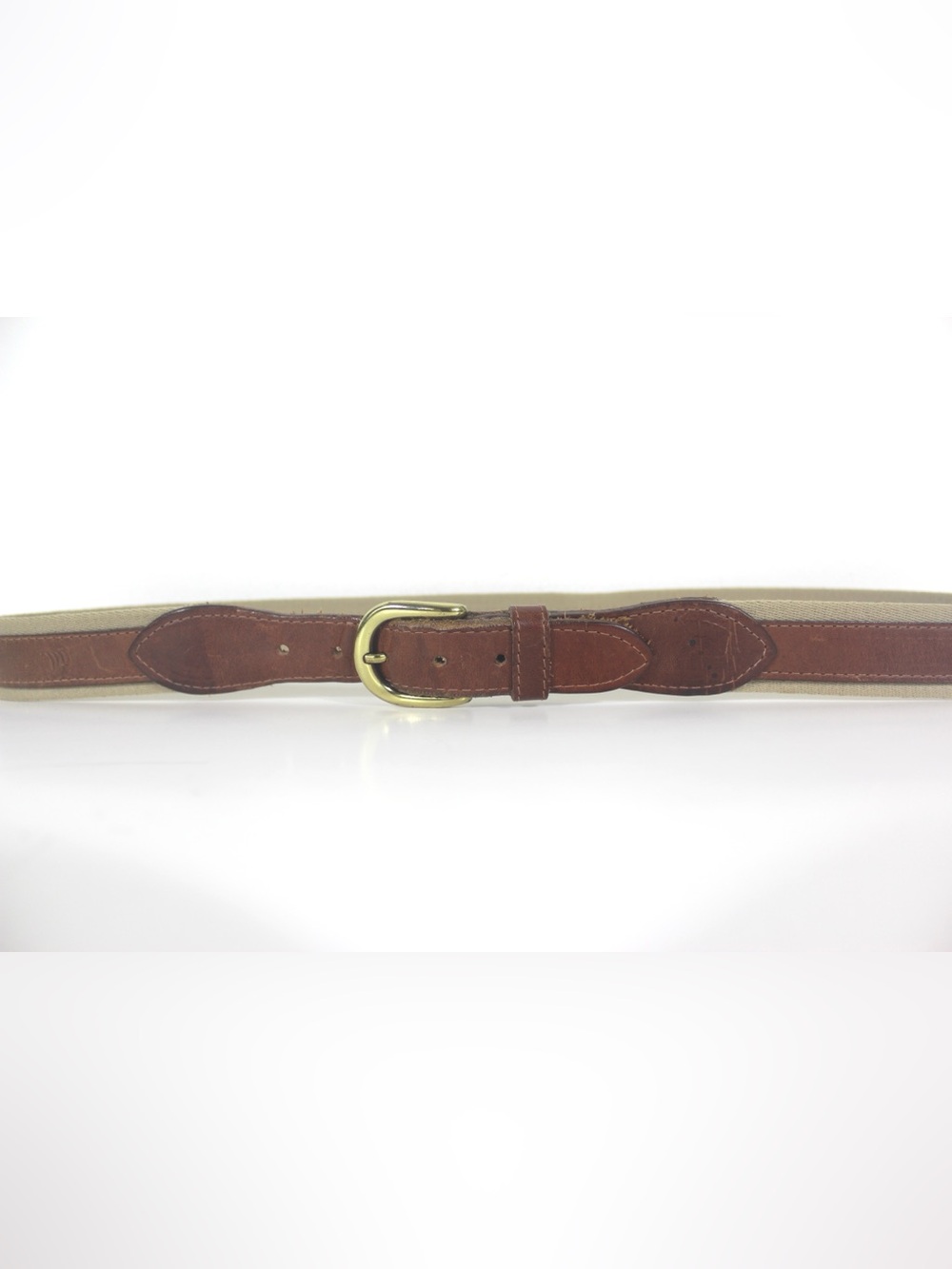 Nautical Embossed Leather and Cotton Webbing Belt with Gold Metal Buckle Gift